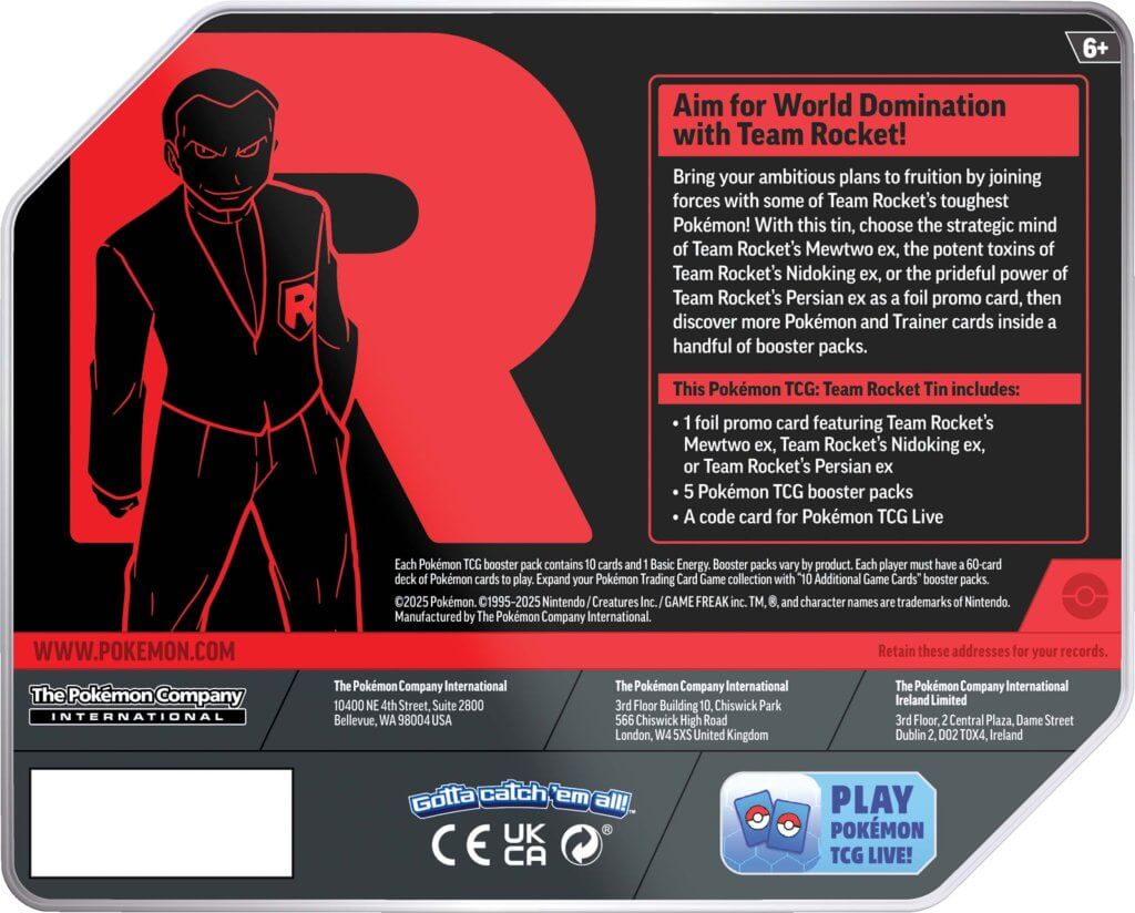 POKÉMON TCG: Scarlet & Violet - Team Rocket Tins (5 packs)