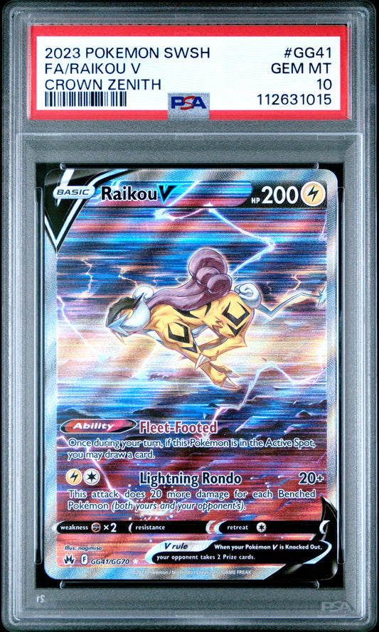 Raikou V GG41/GG70 Sword Shield Crown Zenith POKEMON PSA 10