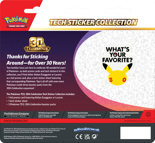 Pokémon TCG: 30th Celebration Tech Sticker Collection (Assorted)