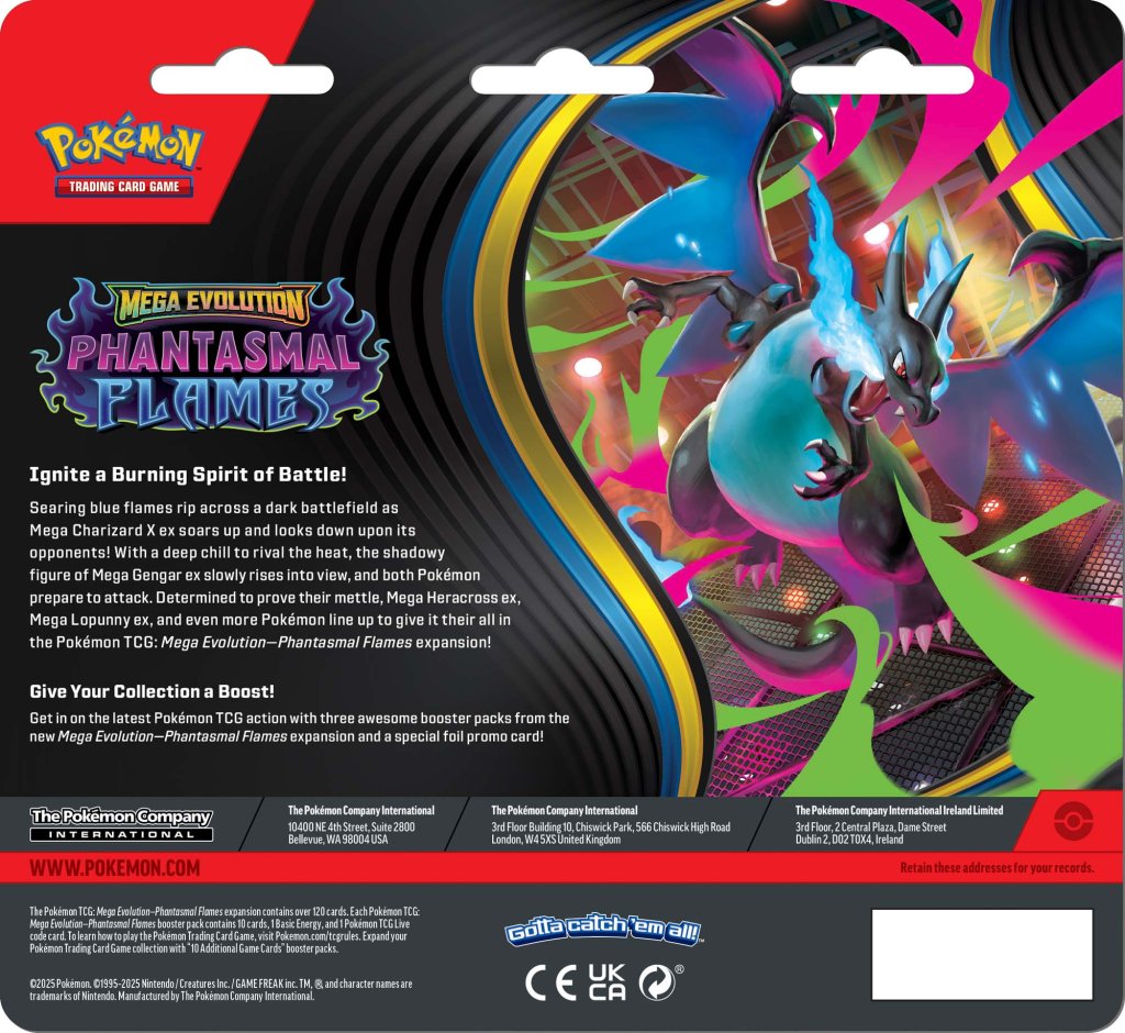 [PRE-ORDER] POKÉMON TCG: Mega Evolution 2 Phantasmal Flames - 3-Pack Blisters Case