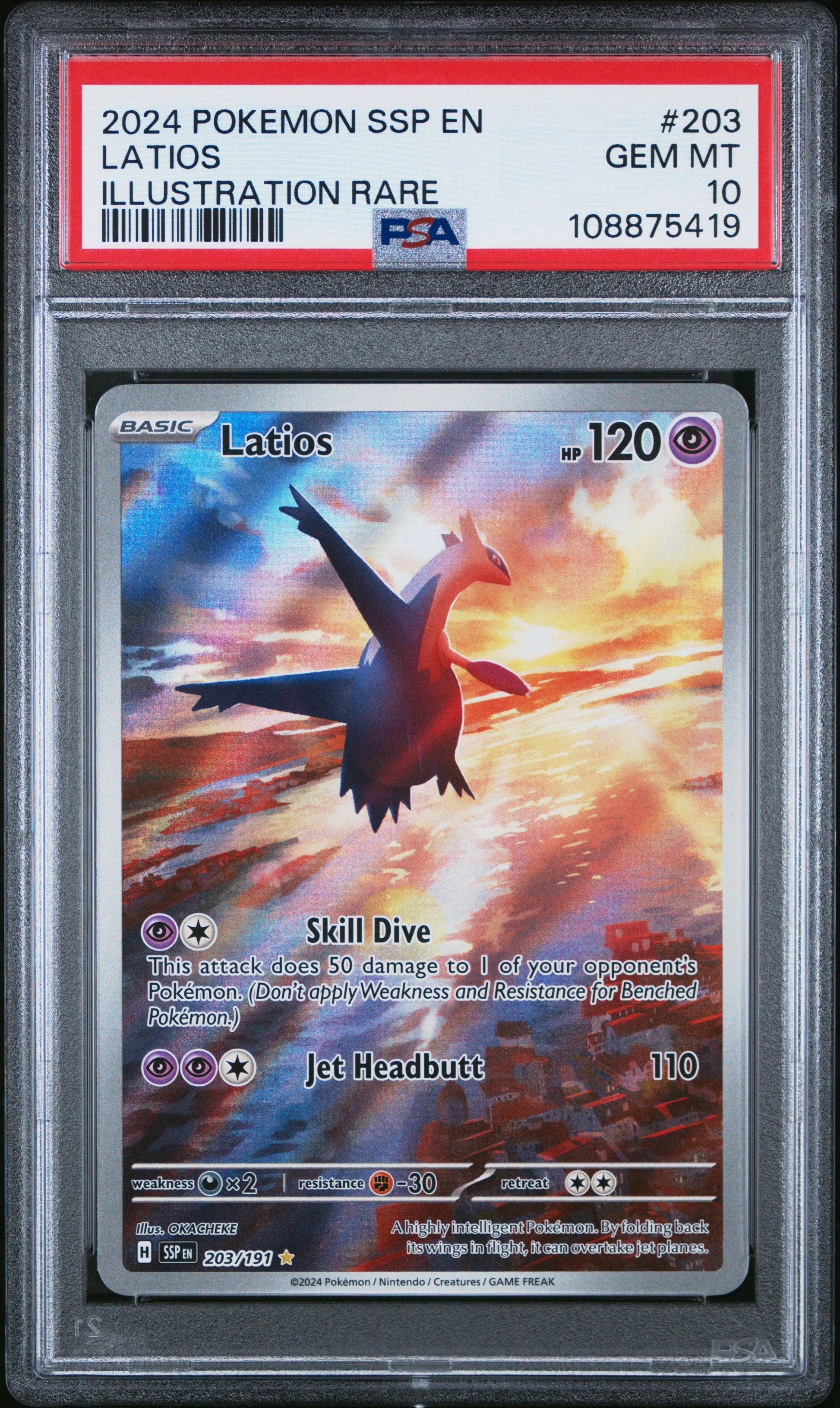 Latios 203/191 Illustration Rare Ssp En Surging Sparks POKEMON PSA 10