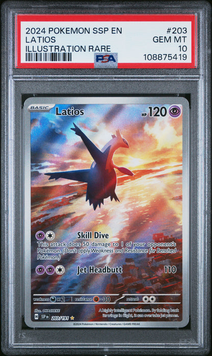 Latios 203/191 Illustration Rare Ssp En Surging Sparks POKEMON PSA 10