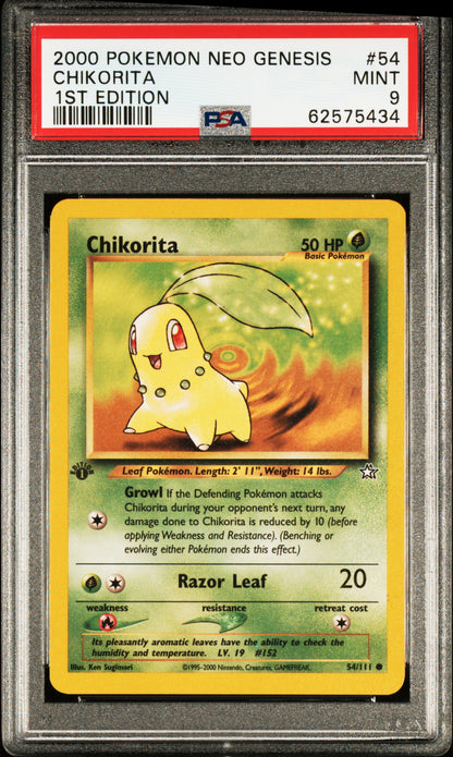 Chikorita 54/111 Neo Genesis 1st Edition Pokemon PSA 9